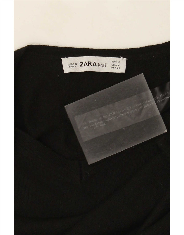 Женский джемпер с v-образным вырезом Zara UK 12, средний черный из вискозы