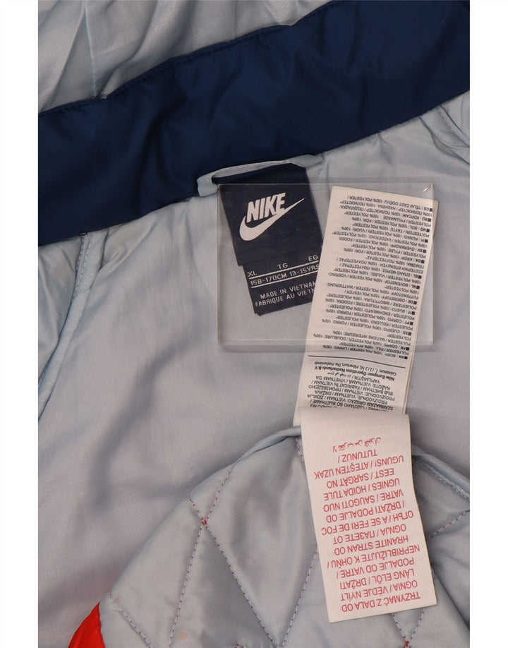 Стеганая куртка Nike для мальчиков с капюшоном 13–14 лет XL, оранжевый полиэстер с цветными блоками