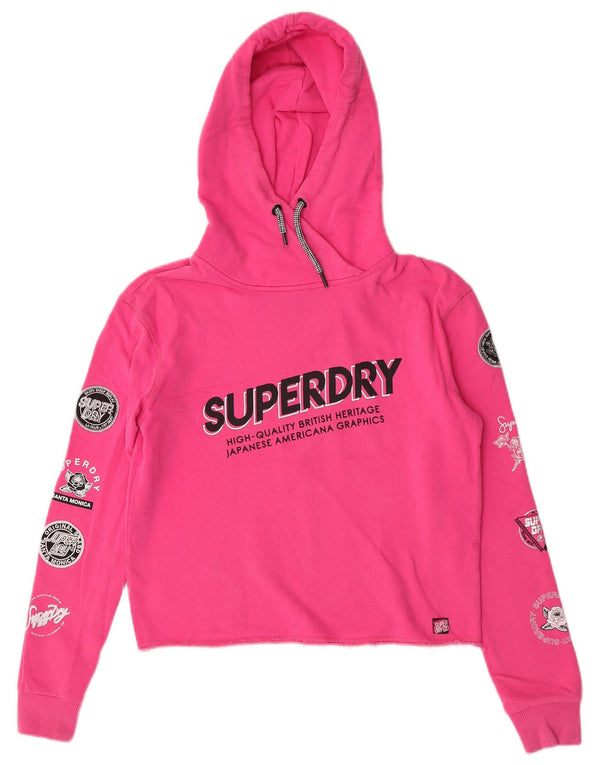 Женский джемпер с капюшоном Superdry Oversized с рисунком UK 6 XS, розовый хлопок