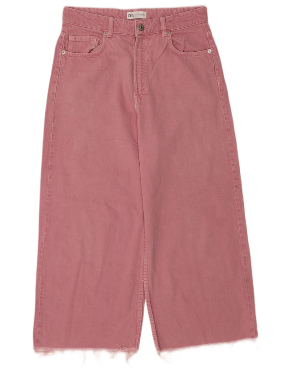 Женские укороченные широкие джинсы Zara EU 40 Medium W30 L24, розовый хлопок