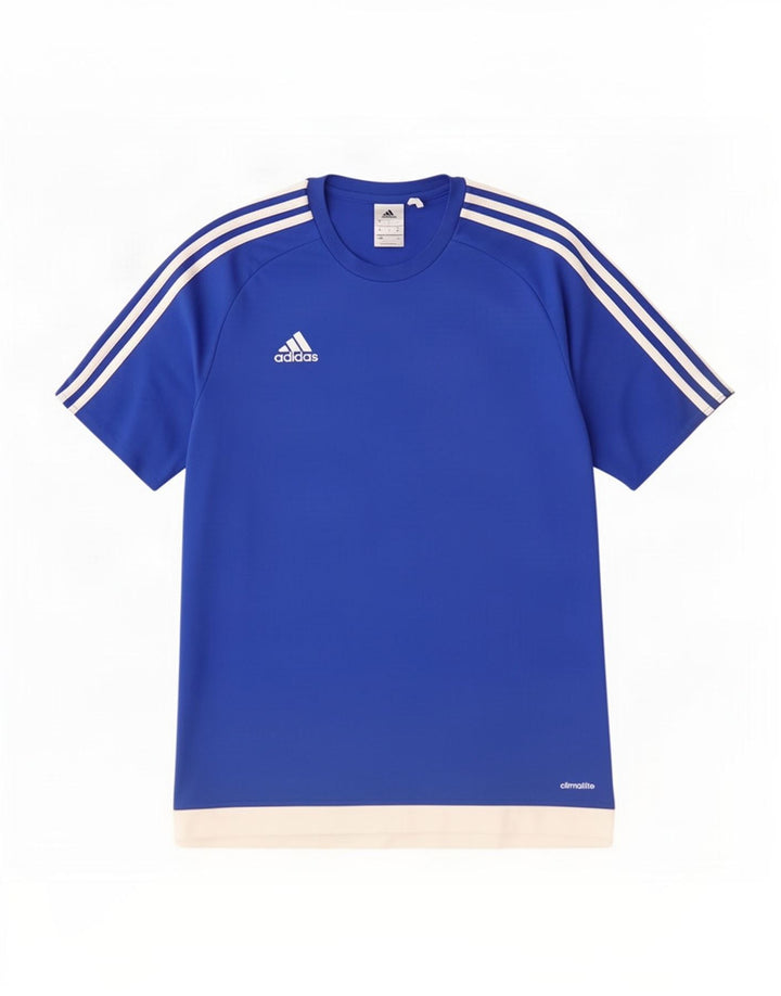 Мужская футболка Adidas Climalite, верх, средний синий, полиэстер с цветными блоками