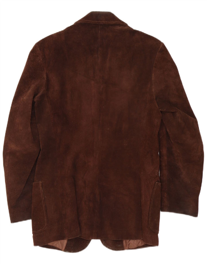 Винтажная женская замшевая куртка UK 14, кожа среднего коричневого цвета