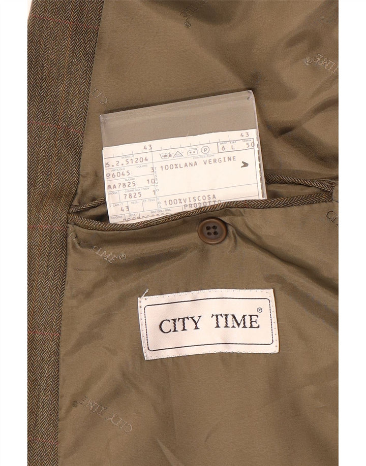 Мужской двубортный пиджак City Time IT 50, большой, коричневый, шерсть