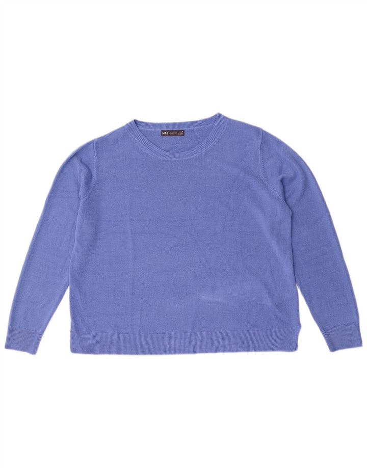 Женский джемпер с круглым вырезом Marks & Spencer UK 20 2XL синий