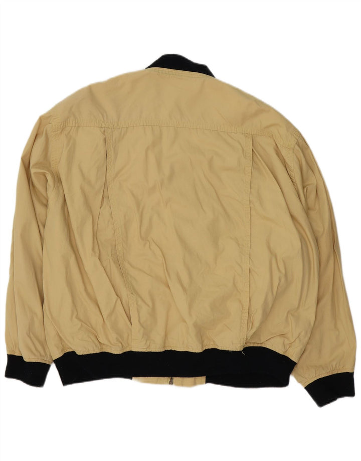 VINTAGE Mens Loose Fit Bomber Jacket UK 38 Medium Beige Cotton
