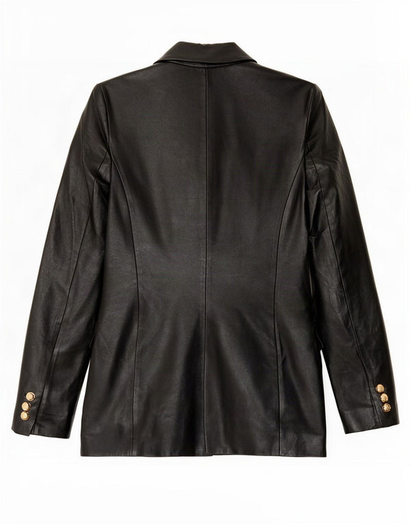 Женский двубортный пиджак из искусственной кожи Zara UK 6 XS, черный