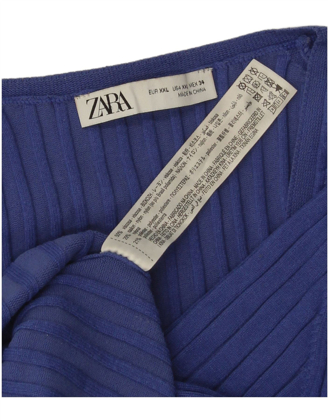 Женский топ Zara с рукавом 3/4 UK 20 2XL Синий Вискоза