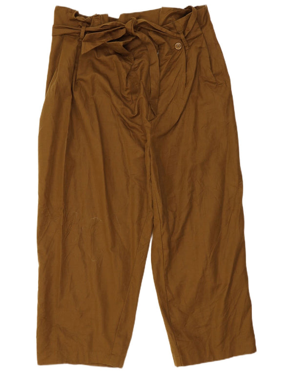 Женские укороченные брюки со складками ZARA с высокой талией XL W32 L25 Хаки