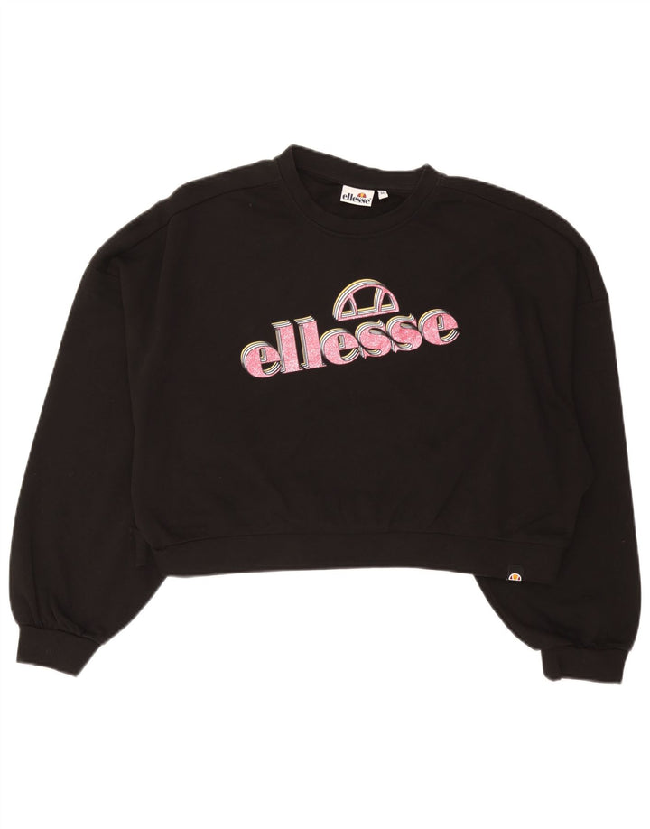 Женский укороченный свитшот оверсайз с рисунком Ellesse UK 14, средний черный