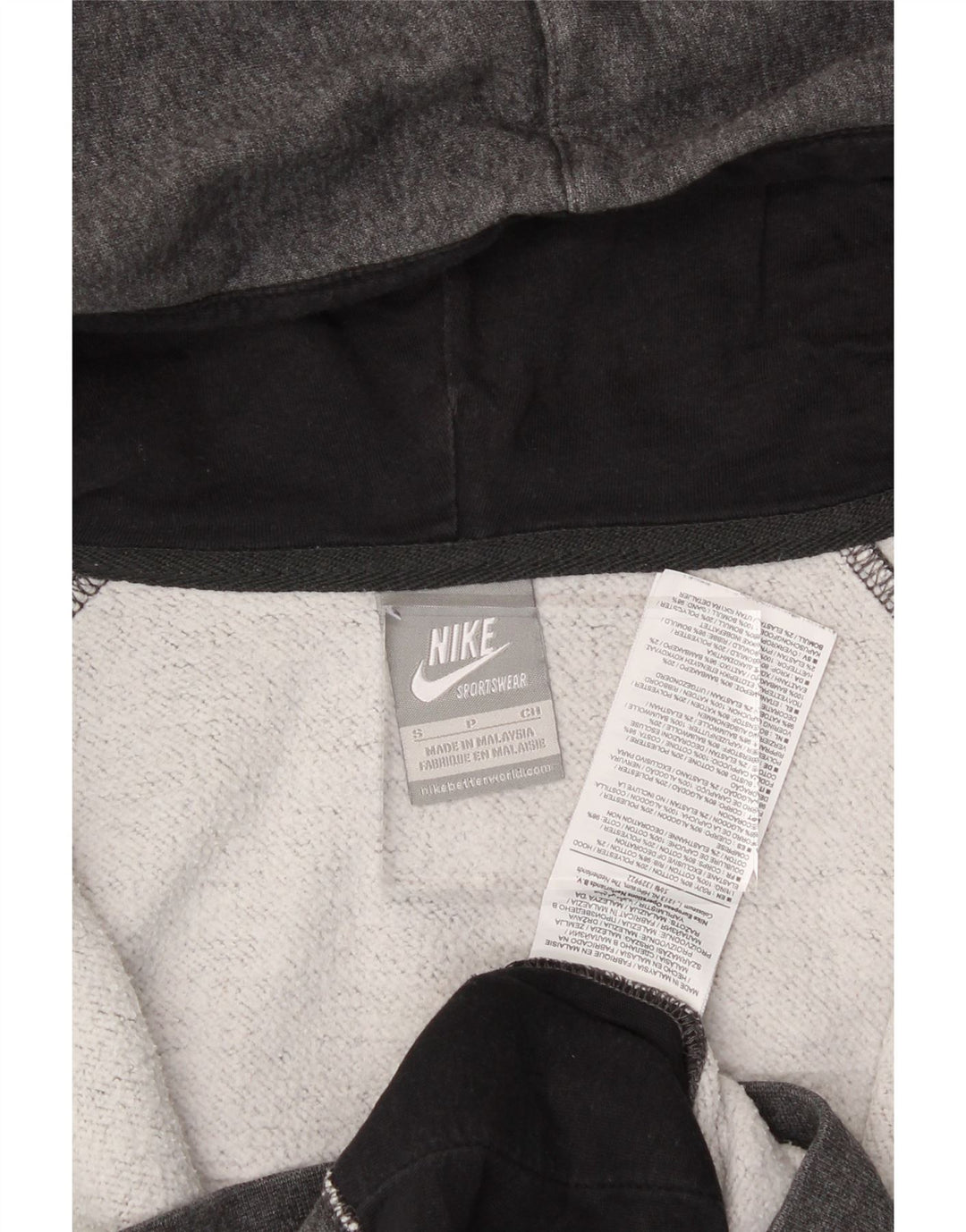 NIKE Mens Graphic Zip Hoodie Sweater Small Grey Cotton Vintage Nike and Second-Hand Nike from Messina Hembry 