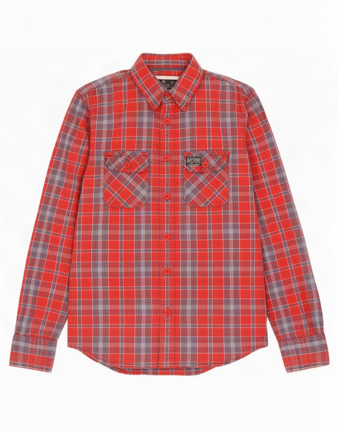 Мужская фланелевая рубашка Superdry, большая красная клетка, хлопок