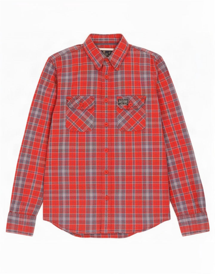 Мужская фланелевая рубашка Superdry, большая красная клетка, хлопок