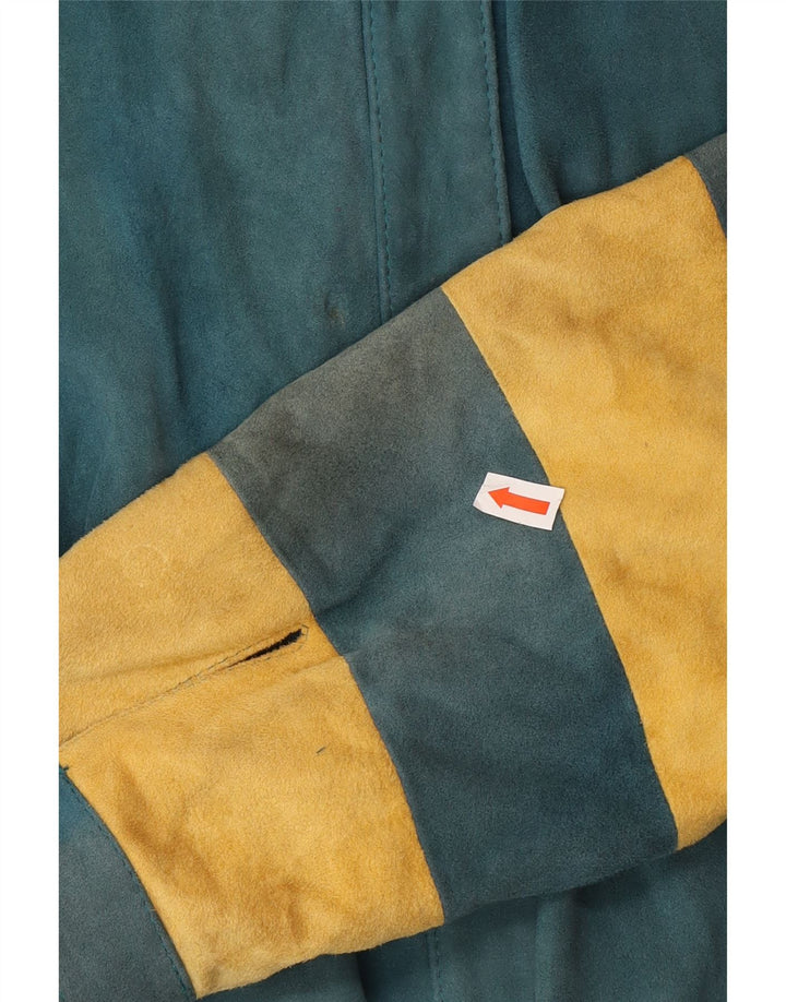 Винтажная женская куртка-бомбер EU 36, маленькая зеленая с цветными блоками