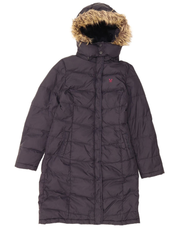 Crew Clothing Женское пуховое пальто с капюшоном UK 10, маленький темно-синий нейлон