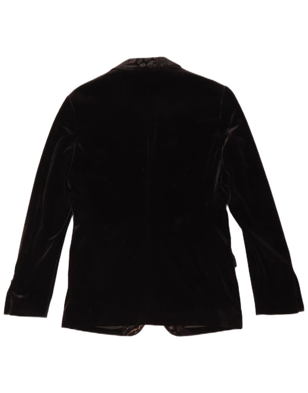 Vintage Mens 1 Button Velvet Blazer Jacket Size 48 Medium Black