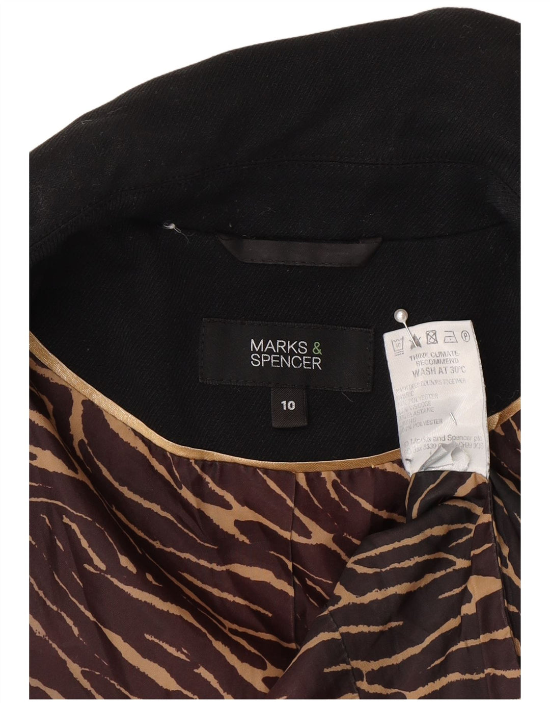 Женский пиджак Marks & Spencer на 1 пуговице, Великобритания, 10, маленький, черный, полиэстер
