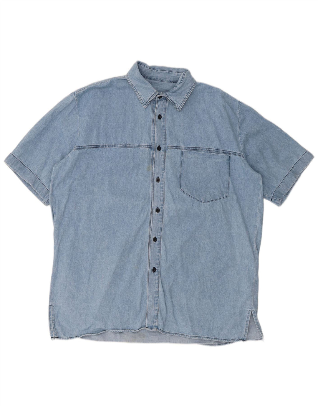 CARRERA Мужская джинсовая рубашка с коротким рукавом, размер 43/44 XL, синяя, хлопок