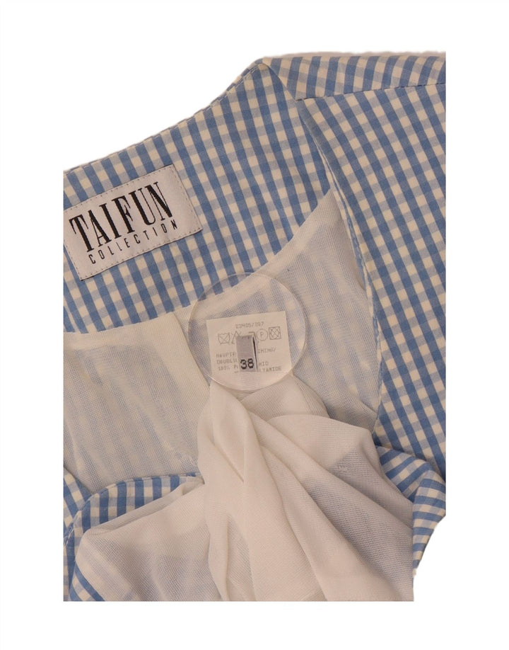 TAIFUN Womens Short Sleeve Blazer Jacket EU 38 Medium Blue Gingham Vintage Taifun and Second-Hand Taifun from Messina Hembry 