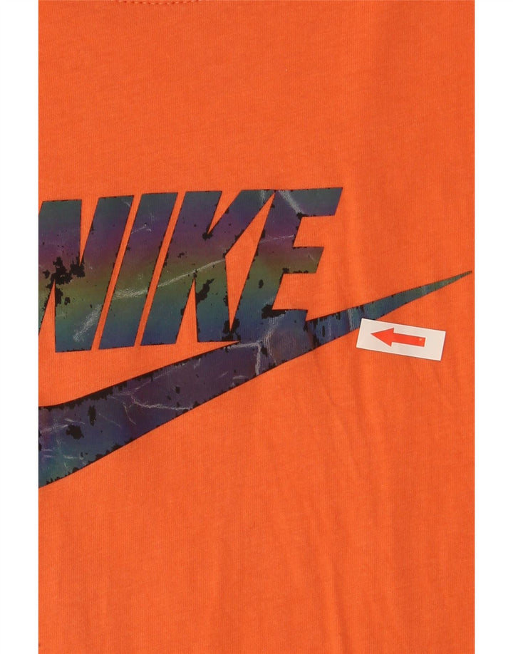 Мужская футболка с рисунком Nike, хлопковый топ среднего оранжевого цвета