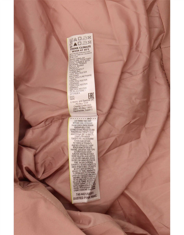 Женское длинное стеганое пальто с капюшоном Marks & Spencer UK 18 XL, розовый полиэстер