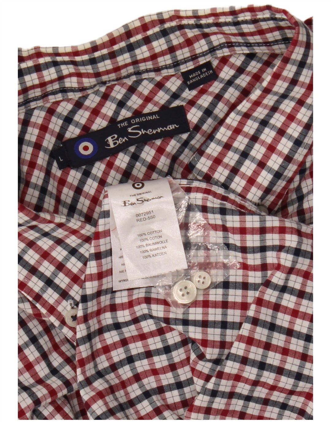 Мужская рубашка Ben Sherman в крупную разноцветную клетку из хлопка