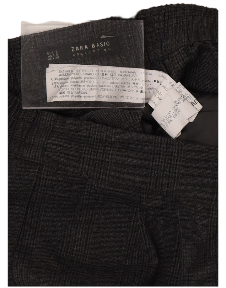 Женские повседневные брюки ZARA с ремешком, маленький серый полиэстер в клетку