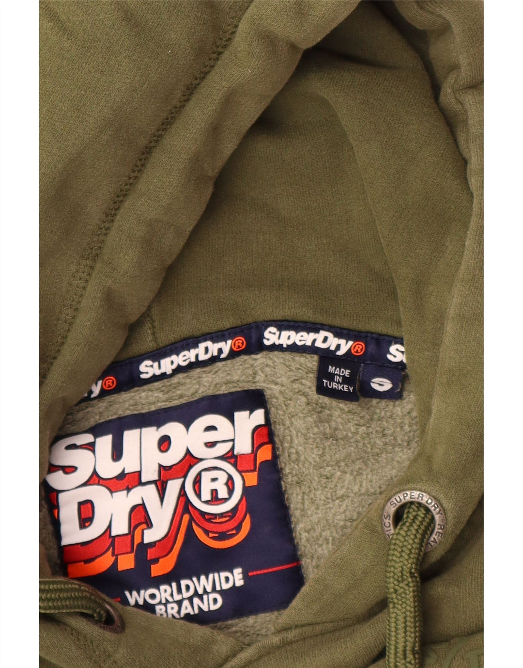 SUPERDRY Мужской джемпер с капюшоном с рисунком, маленький, цвет хаки, хлопок
