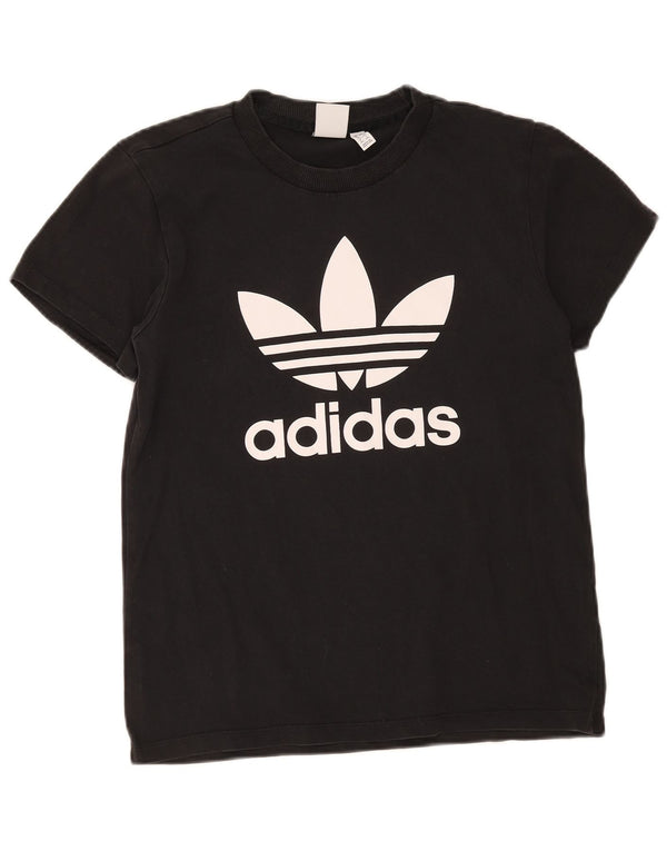 Женская футболка с рисунком Adidas Top UK 8, маленькая, черная, хлопок