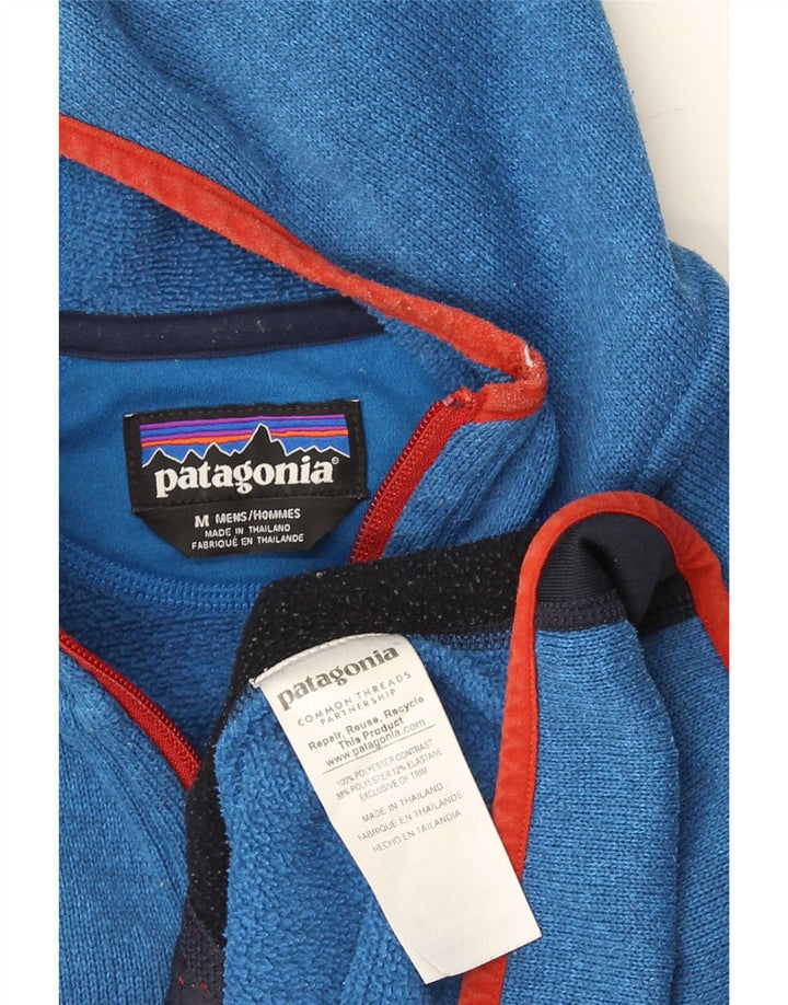 Patagonia Мужской свитер с капюшоном на молнии, средний синий, полиэстер с цветными блоками