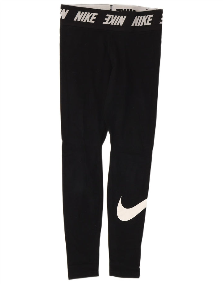 NIKE Womens Graphic Leggings UK 8 Small  Black Cotton