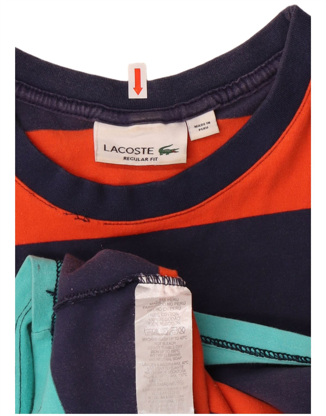 Женская футболка с рисунком Lacoste Top UK 14, средняя, разноцветная полоска