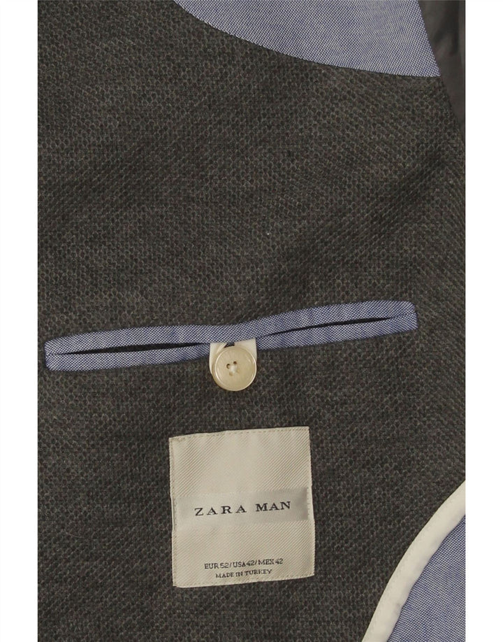 Мужской пиджак Zara на 2 пуговицах EU 52, большой серый хлопок