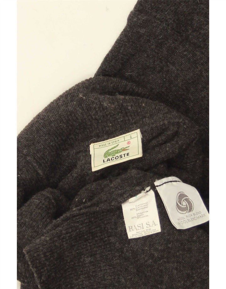 Мужской свитер Lacoste с высоким воротником, размер 6 XL, серый из овечьей шерсти