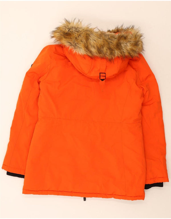 Женская лыжная куртка с капюшоном Superdry UK 12, средний оранжевый полиэстер