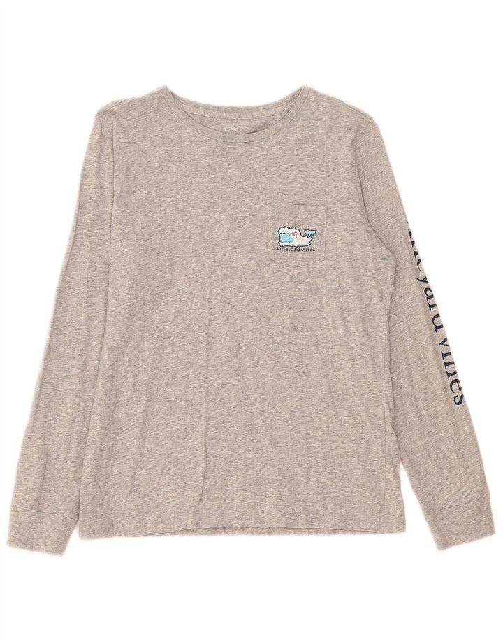 Женский топ Vineyard Vines с длинным рукавом и рисунком, Великобритания, 10 маленьких серых крапинок