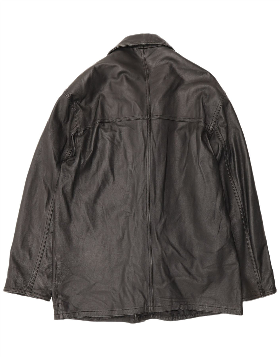 Винтажное мужское кожаное пальто UK 42 XL, черное