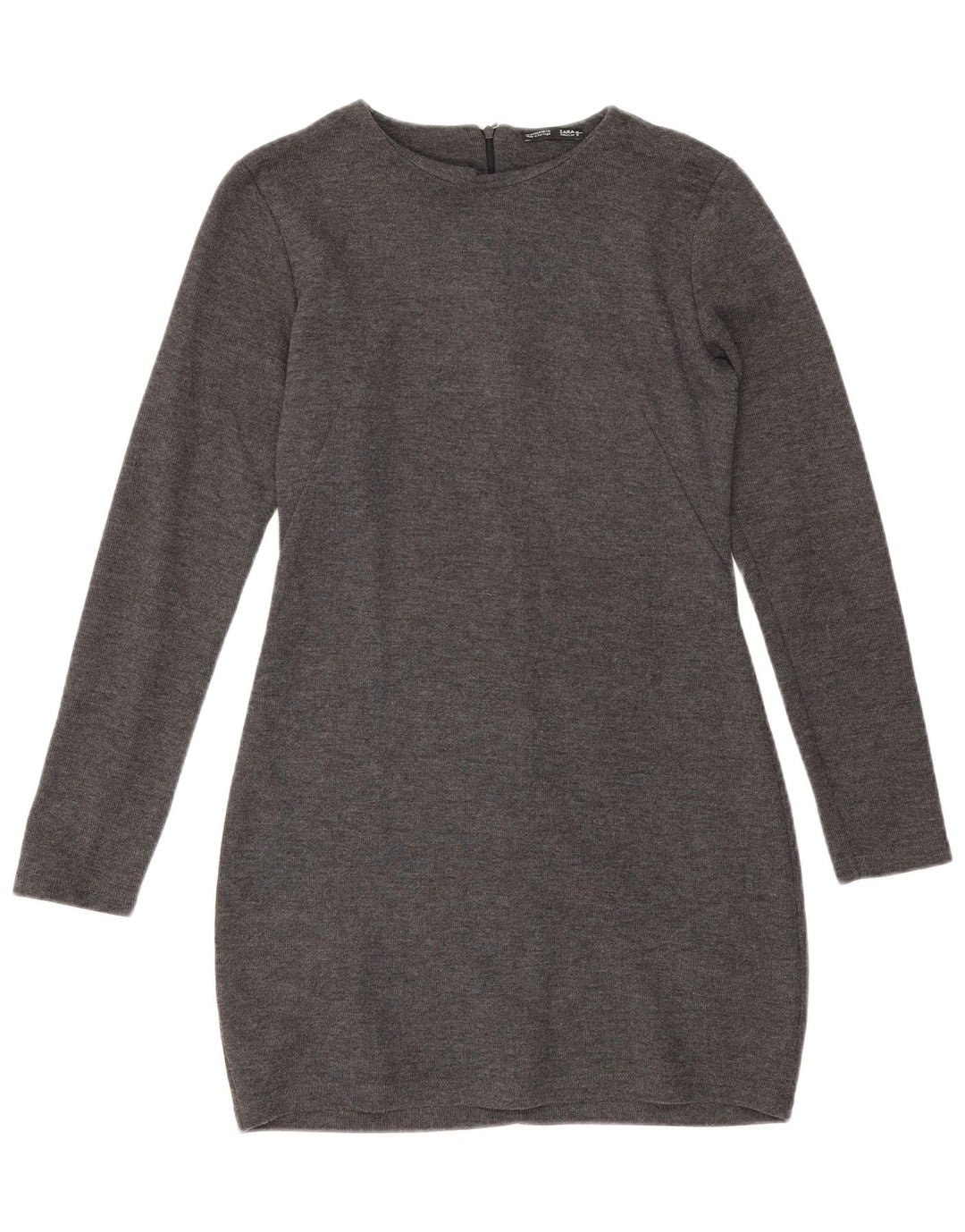 Женское платье-джемпер с длинным рукавом Zara UK 12, средний серый цвет
