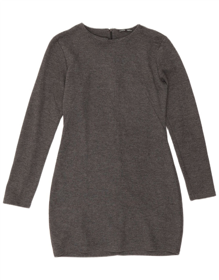 Женское платье-джемпер с длинным рукавом Zara UK 12, средний серый цвет