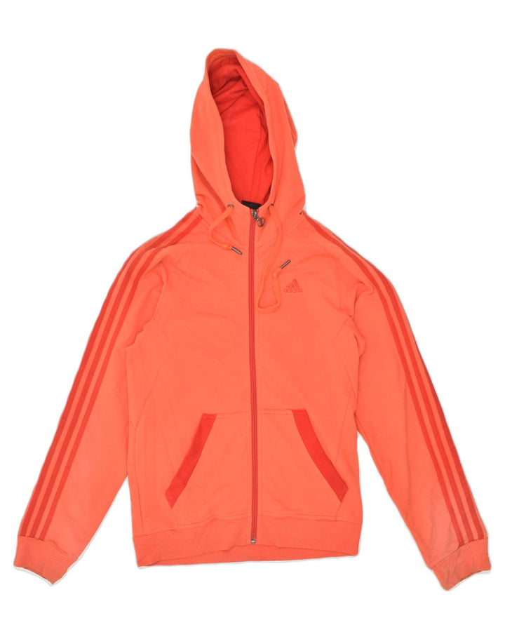 ADIDAS Womens Zip Hoodie Sweater UK 6 XS Orange Cotton | Vintage Adidas | Thrift | Second-Hand Adidas | Used Clothing | Messina Hembry 