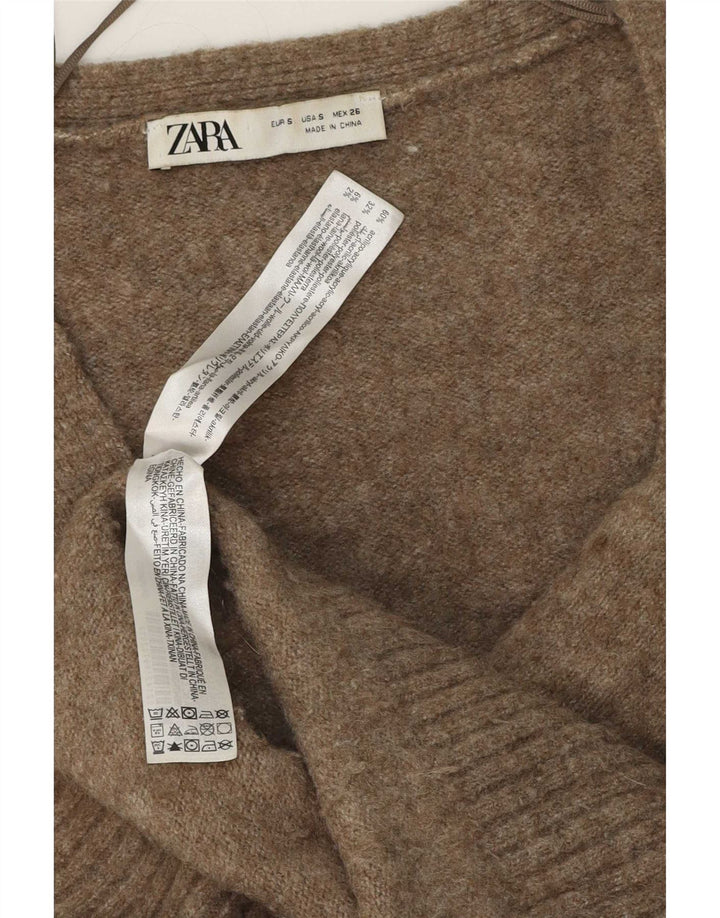 Женский свободный кардиган Zara UK 10, маленький коричневый акрил