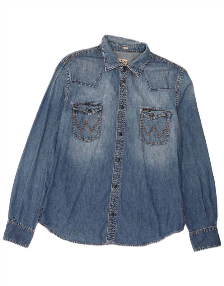 Мужская джинсовая рубашка стандартного кроя Wrangler XL, синяя, хлопок