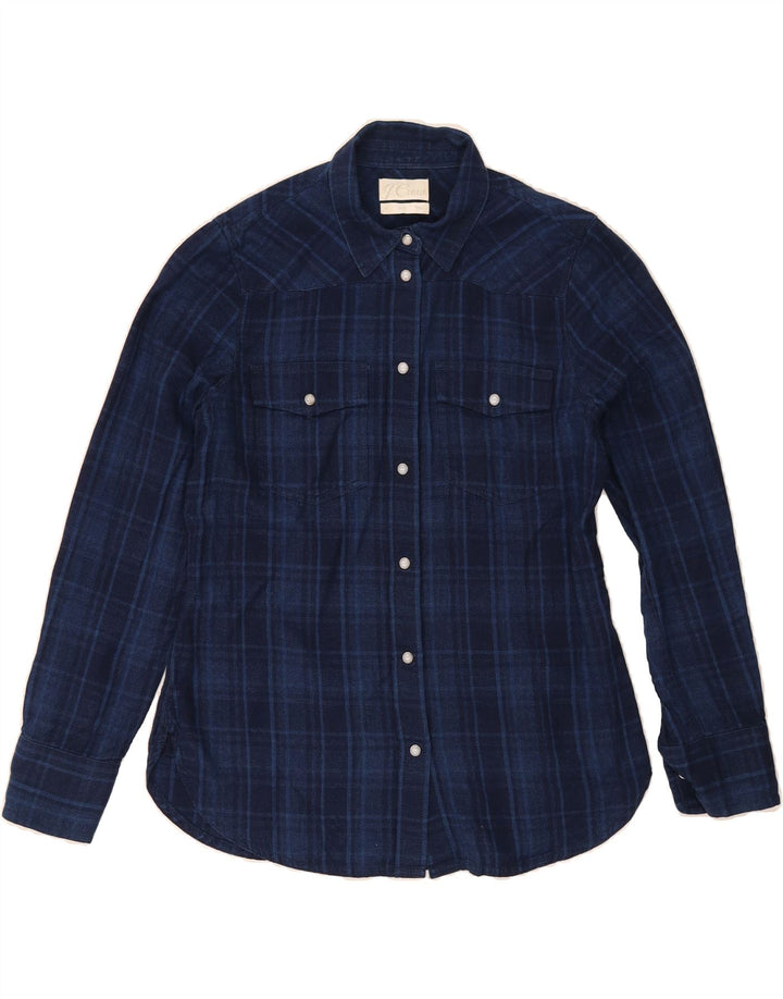 J. CREW Womens Slim Fit Flannel Shirt US 6 Medium Navy Blue Check Cotton Vintage J. Crew and Second-Hand J. Crew from Messina Hembry 