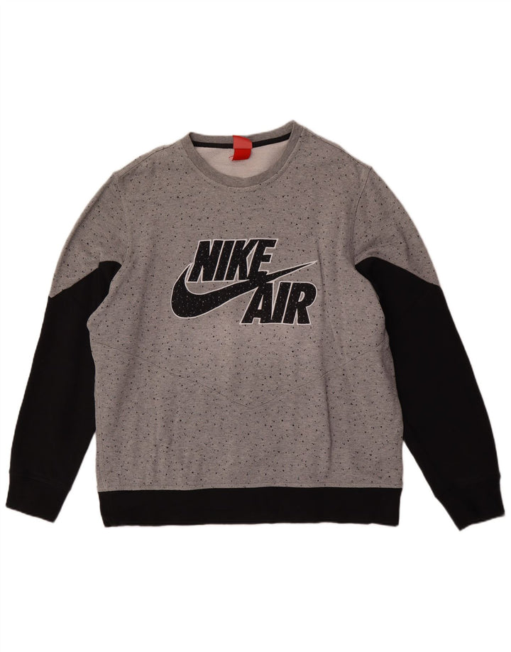 Мужской свитшот с рисунком Nike, XL, серый, хлопок с цветными блоками