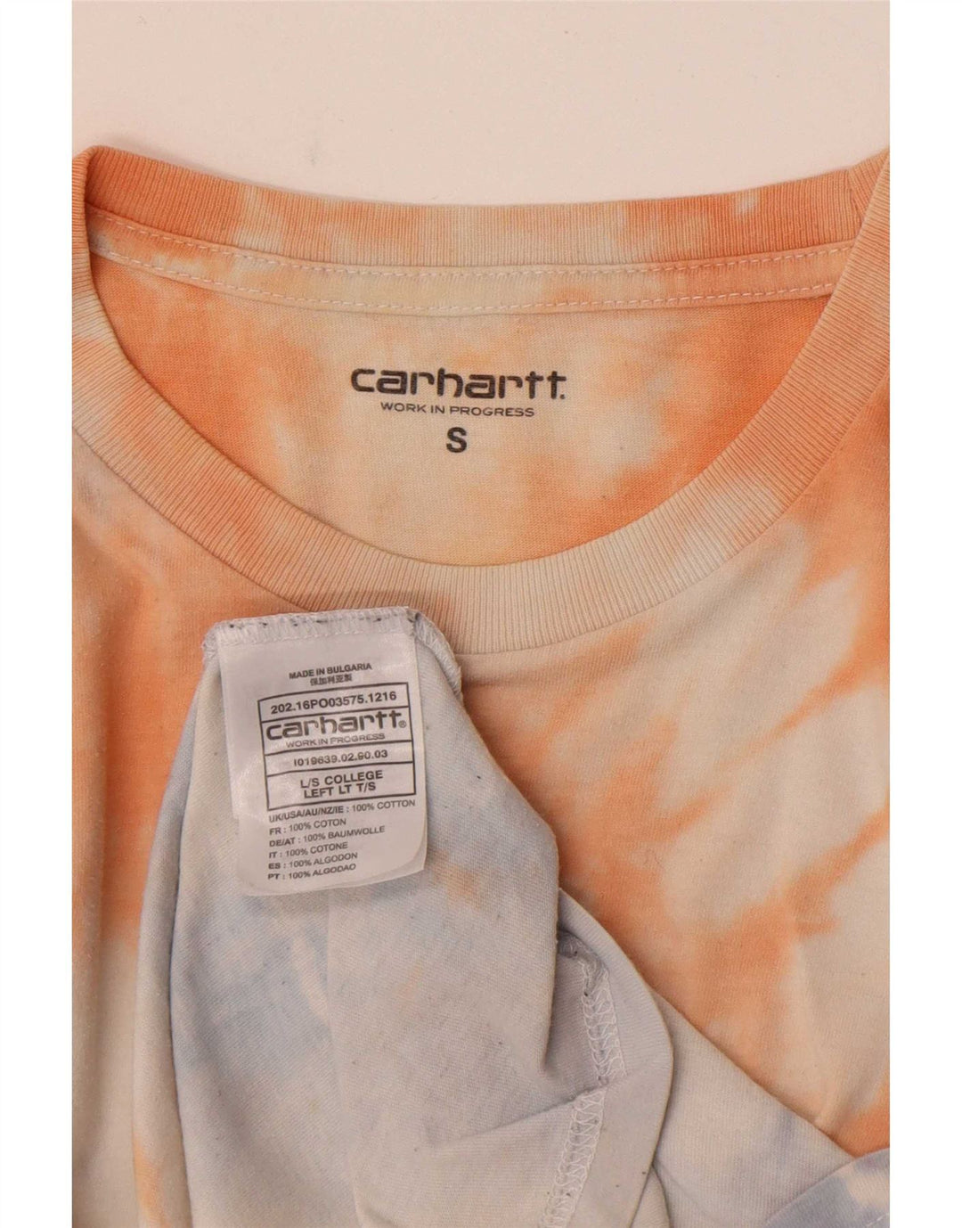 Мужской топ с рисунком Carhartt, маленький разноцветный хлопок с длинными рукавами и принтом тай-дай