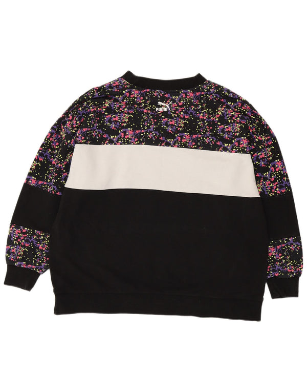 Женский свитшот с рисунком Puma, Великобритания, 22, 3XL, черный, хлопок с цветными блоками