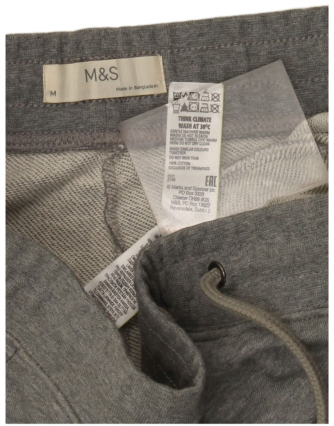 Мужские спортивные брюки Marks & Spencer, джоггеры среднего серого цвета, хлопок