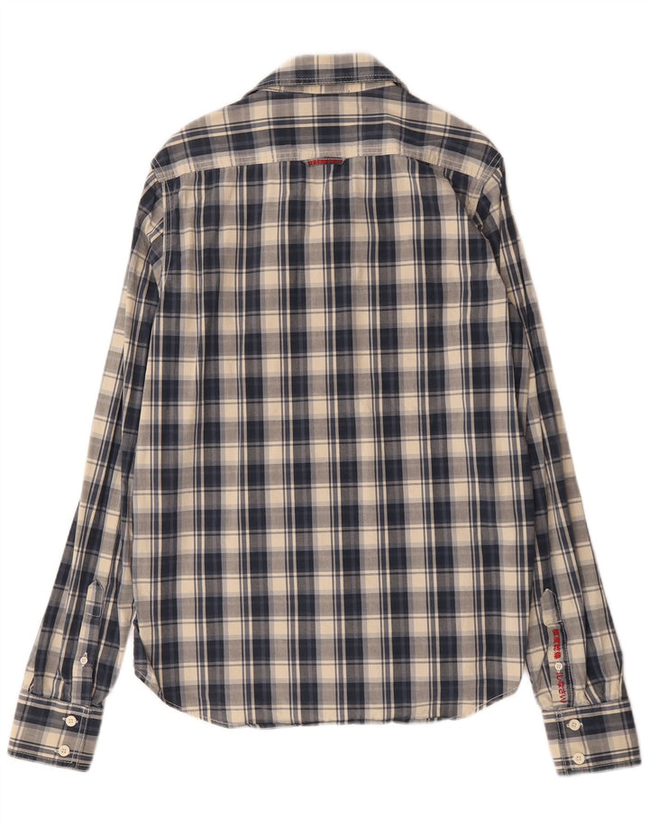 Мужская рубашка Superdry большого размера, темно-синяя клетка, хлопок