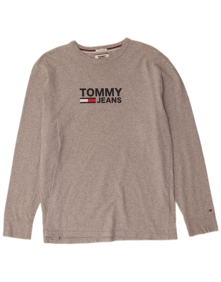 Tommy Hilfiger Мужской топ стандартного кроя с рисунком и длинными рукавами, средний серый в крапинку