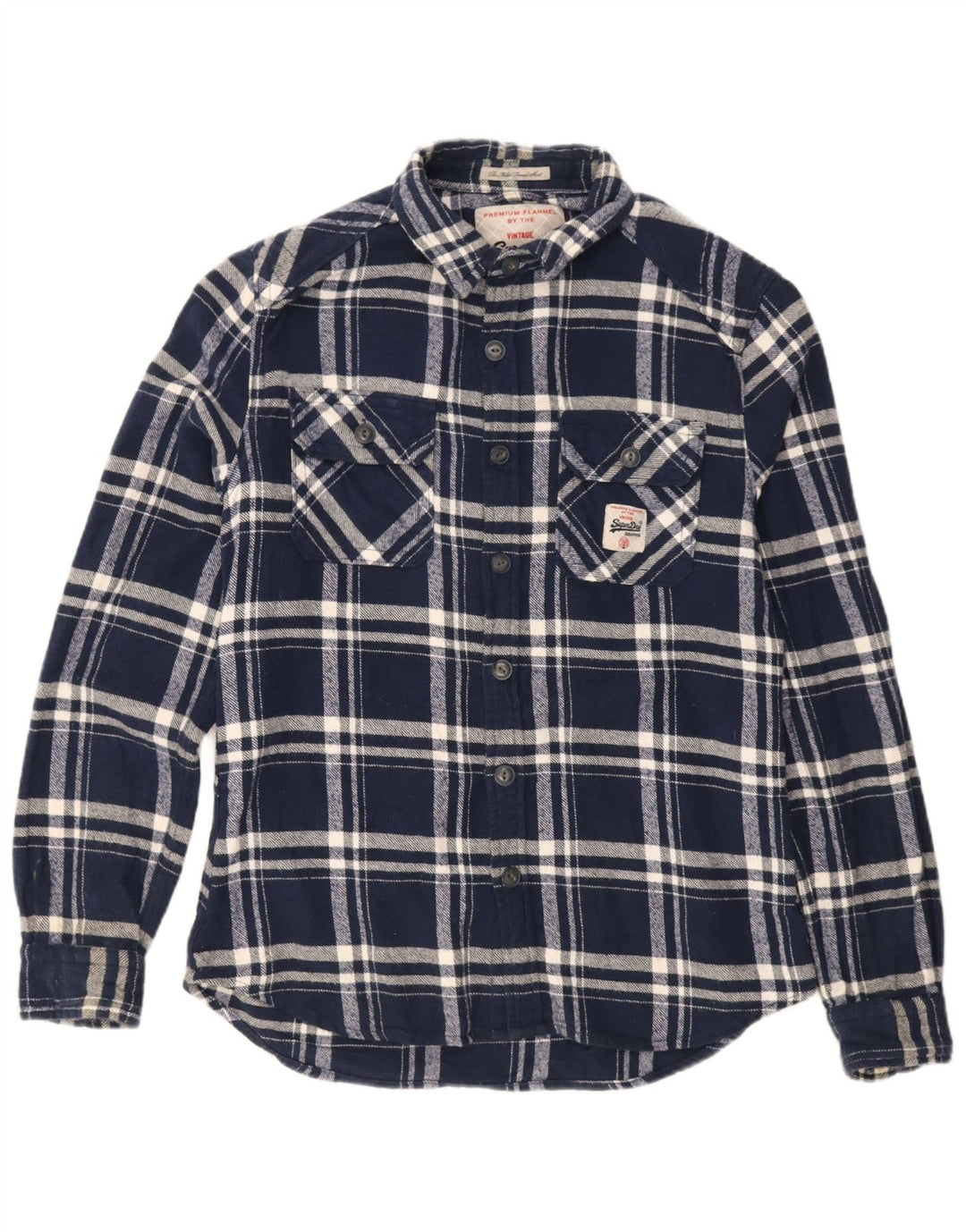 Мужская фланелевая рубашка Superdry, большая темно-синяя клетка, хлопок