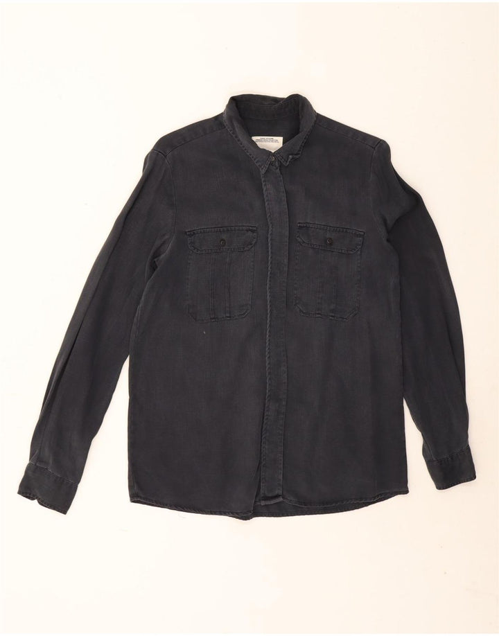 Женская рубашка оверсайз Zara UK 10, маленькая, серая, лиоцелл
